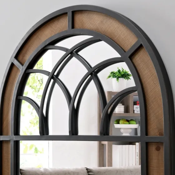 Brown Wood And Black Metal Arch Frame Mirror-Kirkland's Home Outlet
