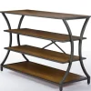 Brown Wood And Curved Metal 4-Tier Console Table-Kirkland's Home Fashion