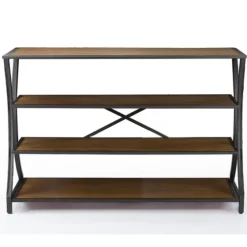Brown Wood And Curved Metal 4-Tier Console Table-Kirkland's Home Fashion