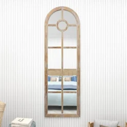 Brown Wood And Glass Arched Windowpane Mirror-Kirkland's Home Best