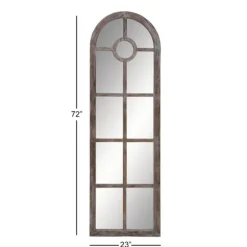 Brown Wood And Glass Arched Windowpane Mirror-Kirkland's Home Best