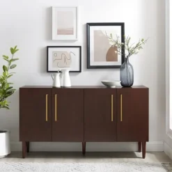 Brown Wood And Gold 4-Door Cabinet-Kirkland's Home New