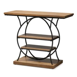 Brown Wood And Metal Circle Center Console Table-Kirkland's Home Best Sale