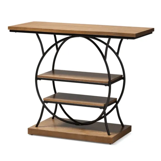 Brown Wood And Metal Circle Center Console Table-Kirkland's Home Best Sale