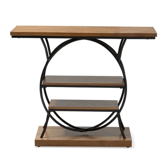 Brown Wood And Metal Circle Center Console Table-Kirkland's Home Best Sale