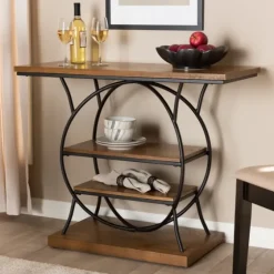 Brown Wood And Metal Circle Center Console Table-Kirkland's Home Best Sale