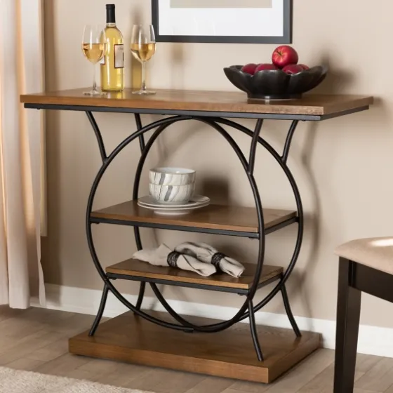 Brown Wood And Metal Circle Center Console Table-Kirkland's Home Best Sale