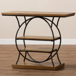 Brown Wood And Metal Circle Center Console Table-Kirkland's Home Best Sale