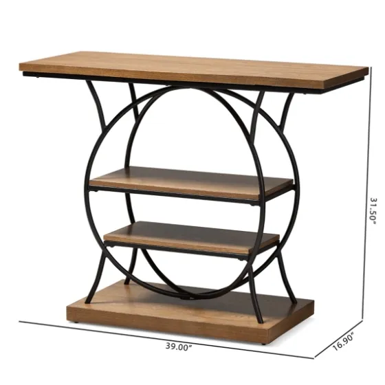 Brown Wood And Metal Circle Center Console Table-Kirkland's Home Best Sale