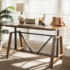 Brown Wood And Metal Linear Base Desk-Kirkland's Home New
