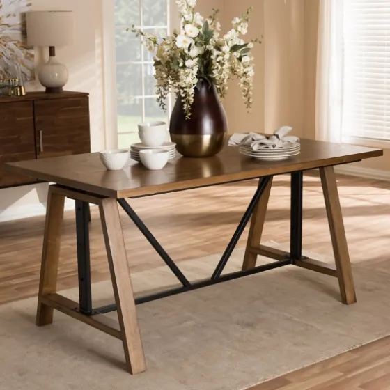 Brown Wood And Metal Linear Base Desk-Kirkland's Home New