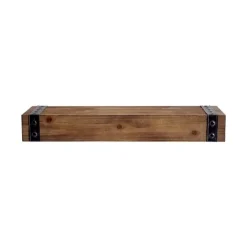 Brown Wood And Metal Shelf, 24 In.-Kirkland's Home Outlet