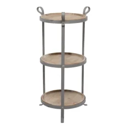 Brown Wood And Metal 3-Tier Side Table-Kirkland's Home Cheap