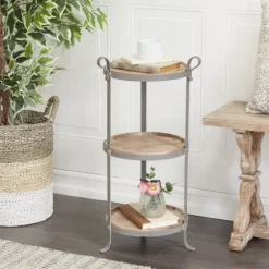 Brown Wood And Metal 3-Tier Side Table-Kirkland's Home Cheap