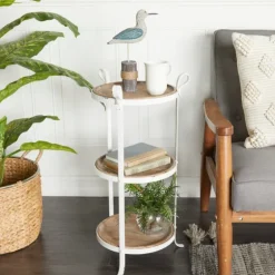 Brown Wood And Metal 3-Tier Side Table-Kirkland's Home Fashion