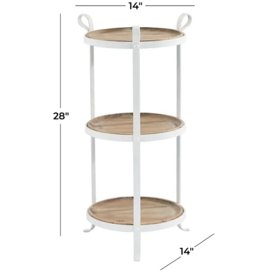 Brown Wood And Metal 3-Tier Side Table-Kirkland's Home Fashion
