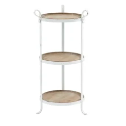 Brown Wood And Metal 3-Tier Side Table-Kirkland's Home Fashion