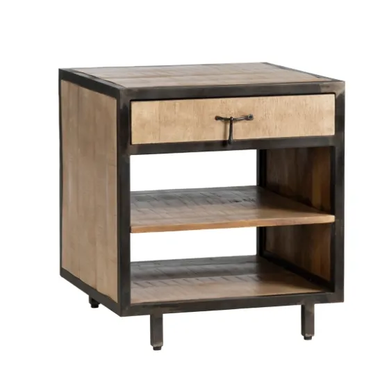 Brown Wood And Metal Trim Single Drawer Side Table-Kirkland's Home Store