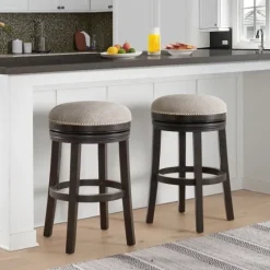 Brown Wood Backless Swivel 2-Pc. Bar Stool Set-Kirkland's Home Cheap