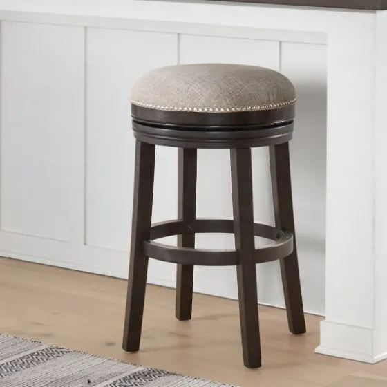 Brown Wood Backless Swivel Bar Stool-Kirkland's Home Discount