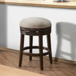 Brown Wood Backless Swivel Counter Stool-Kirkland's Home Hot