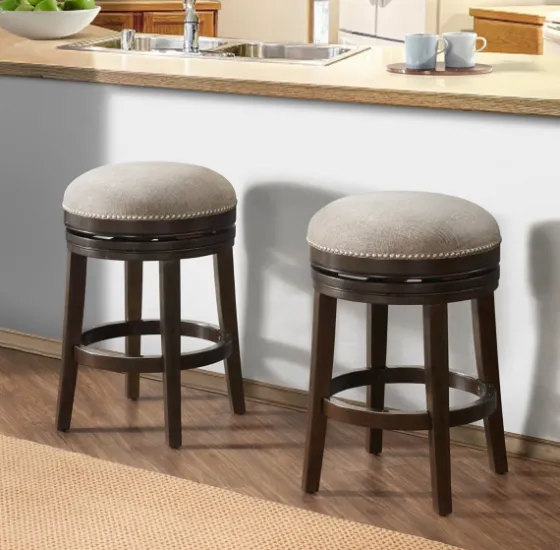 Brown Wood Backless Swivel 2-Pc. Counter Stool Set-Kirkland's Home Cheap