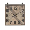 Brown Wood Black Metal Accent Square Wall Clock-Kirkland's Home Outlet