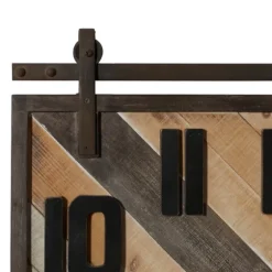 Brown Wood Black Metal Accent Square Wall Clock-Kirkland's Home Outlet