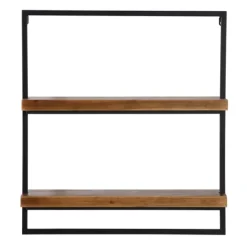 Brown Wood Black Metal Frame Wall Shelves-Kirkland's Home Sale