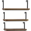 Brown Wood Black Metal Frame 3-Pc. Wall Shelves-Kirkland's Home Online