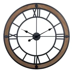 Brown Wood Black Metal Open Cut Out Wall Clock-Kirkland's Home Sale