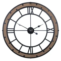 Brown Wood Black Metal Open Cut Out Wall Clock-Kirkland's Home Sale