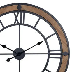 Brown Wood Black Metal Open Cut Out Wall Clock-Kirkland's Home Sale