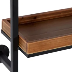 Brown Wood Black Metal Pipe Frame Wall Shelf-Kirkland's Home Best