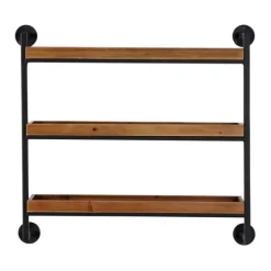 Brown Wood Black Metal Pipe Frame Wall Shelf-Kirkland's Home Best
