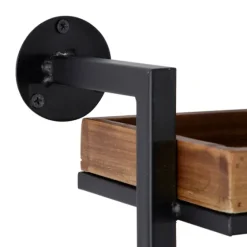 Brown Wood Black Metal Pipe Frame Wall Shelf-Kirkland's Home Best