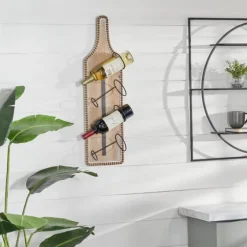 Brown Wood Bottle Frame Metal Bracket Wine Holder-Kirkland's Home Flash Sale