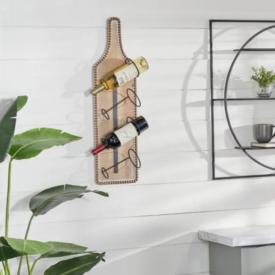 Brown Wood Bottle Frame Metal Bracket Wine Holder-Kirkland's Home Flash Sale