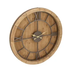 Brown Wood Frame Black Metal Cutout Wall Clock-Kirkland's Home Sale
