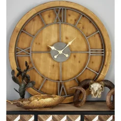 Brown Wood Frame Black Metal Cutout Wall Clock-Kirkland's Home Sale