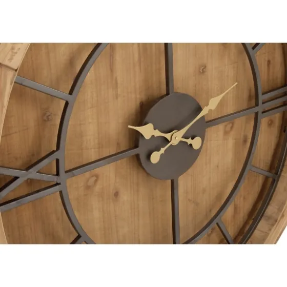 Brown Wood Frame Black Metal Cutout Wall Clock-Kirkland's Home Sale