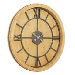 Brown Wood Frame Black Metal Cutout Wall Clock-Kirkland's Home Sale