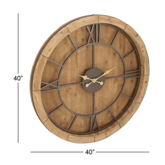 Brown Wood Frame Black Metal Cutout Wall Clock-Kirkland's Home Sale