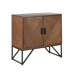 Brown Wood Frame Metal Base 2-Door Cabinet-Kirkland's Home Cheap