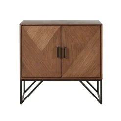 Brown Wood Frame Metal Base 2-Door Cabinet-Kirkland's Home Cheap
