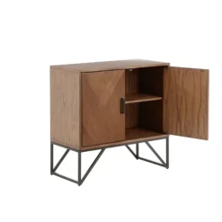 Brown Wood Frame Metal Base 2-Door Cabinet-Kirkland's Home Cheap