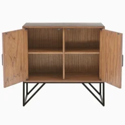 Brown Wood Frame Metal Base 2-Door Cabinet-Kirkland's Home Cheap