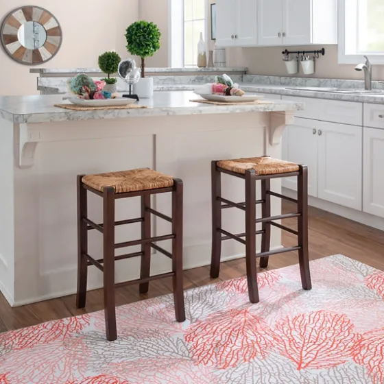 Brown Wood Grass Backless 2-Pc. Counter Stool Set-Kirkland's Home Discount