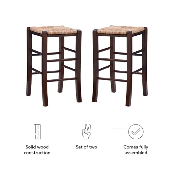 Brown Wood Grass Backless 2-Pc. Counter Stool Set-Kirkland's Home Discount