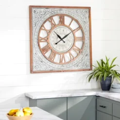Brown Wood Gray Metal Cutout Wall Clock-Kirkland's Home Cheap